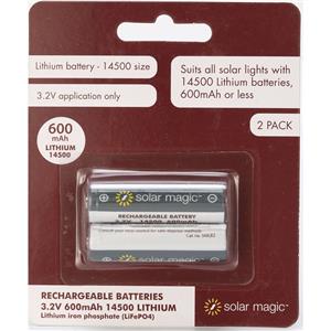Solar Magic 3.2V 600mAh 14500 Lithium Batteries - 2 Pack