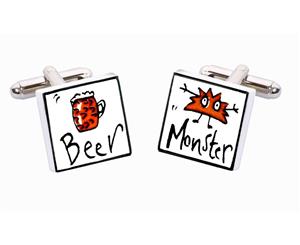 Sonia Spencer Bone China Just a Small One cufflinks Beer Monster