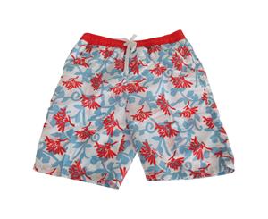 Soulstar Mens Bright Floral Patterned Long Board/Swim Shorts (Coral/Blue) - SWIM620