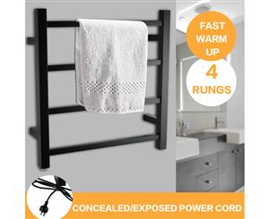 Square Matte Black Electric Heated Towel Rack Rail Holder Bath Warmer 4 Bars
