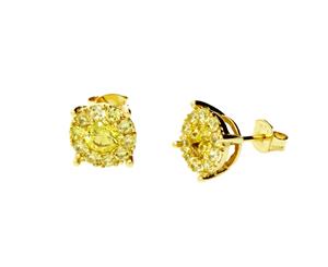 Sterling 925 Silver MICRO PAVE Earrings - 9mm gold - Gold