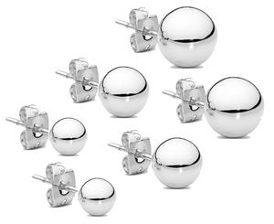 Sterling Silver Ball Earrings Set (3 Pairs)