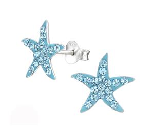 Sterling Silver Kids Starfish Stud earrrings made with Swarovski Crystal