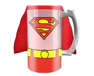 Superman Costume Glass Stein with REMOVEABLE cape