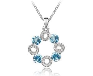 Swarovski Crystal Elements Necklace - Happiness Sky Wheel- 18k White Gold Plate - Valentine's Day Gift Idea - Sky Blue
