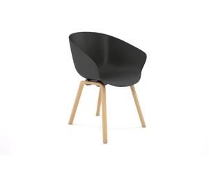 Teddy Plastic Tub Chair - 4 Legged Natural Wood - black