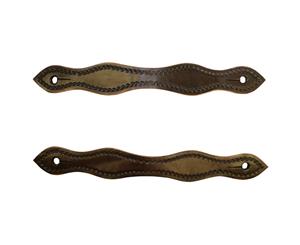 Texas Tack Hand Tooled Bridle Slobber Straps Brown Pair 2 - Brown