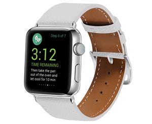 WIWU Genuine Leather Single Strap Classic Replacement Bracelet for Apple Watch 5 4 3 2 1 Wristband-White