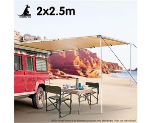 Wallaroo 2m x 2.5m Car Side Awning Roof Top Tent - Sand