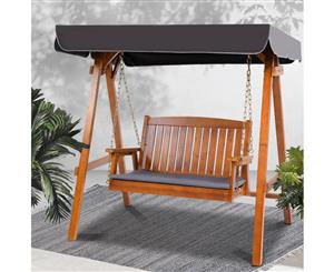 Wooden Swing Chair Hanging Chairs Hammock Outdoor Furniture 2 Seater Canopy Garden Bench Seat Patio Lounger Cushion Backyard Park Gardeon Teak