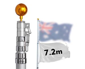 YesHom 7.2m Aluminum Telescopic Flag Pole Australian Flag Ball Top Flagpole Kit