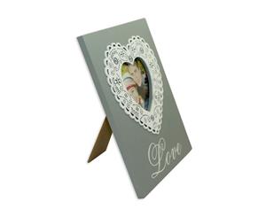 1pce 24x19cm Vintage Grey French Provincial Heart Photo Frame with LOVE wording MQ036 - Grey