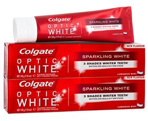 2 x Colgate Optic White Toothpaste Luminous Mint 140g