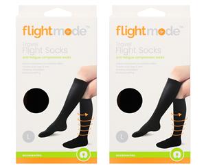 2 x Flight Mode Size L/XL Travel Anti-Fatigue Compression Socks