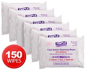 2 x Triple Value Make-Up Cleansing Wipes 75pk