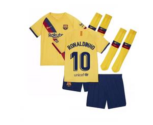 2019-2020 Barcelona Away Nike Little Boys Mini Kit (RONALDINHO 10)