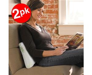 2x Bamboo Back Support Pillow w Elastic Strap Memory Foam Cushion Car Seat/Chair