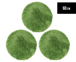 3 x Monroe 60cm Super Soft Microfibre Shag Round Rug - Lime