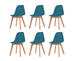 6x Dining Chairs Turquoise Plastic Dinner Room Kitchen Chair Side Chair