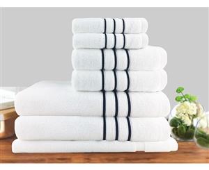 7 Piece Luxury Stripe 100% Cotton Towel Set 650GSM in White