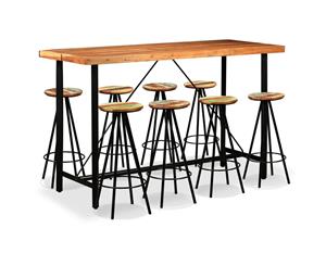 9 Piece Bar Set Solid Sheesham and Reclaimed Wood Dining Room Kitchen
