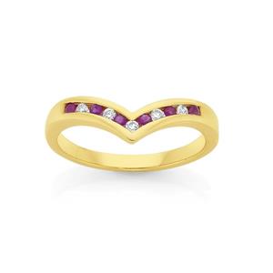 9ct Gold Ruby & Diamond Dress Ring