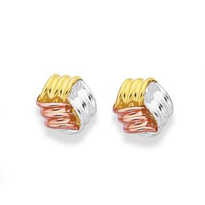 9ct Gold Tri Tone Knot Stud Earrings