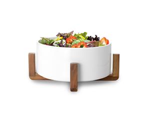 Ambrosia Zest Porcelain & Acacia Wood Salad Bowl 23cm