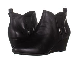 Anne Klein Womens Abilene Leather Almond Toe Ankle Fashion Black Size 8.0