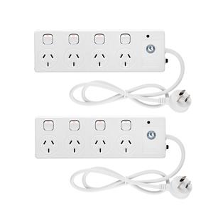 Arlec White 4 Outlet Surge Protected Powerboard - 2 Pack