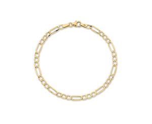 Bevilles Children's 9ct Yellow Gold Silver Infused Figaro Bracelet