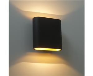 Bolten Exterior Up Down LED Wall Light Oval Housing Stylish Shape Black