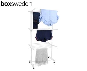 Box Sweden 3-Tier Foldable Clothes Airer w/ Wheels