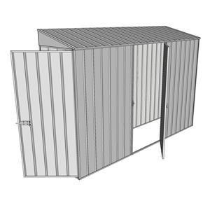 Build-a-Shed 0.8 x 3 x 2m Skillion Single Hinged Door Shed with Single Hinged Side Door - Zinc
