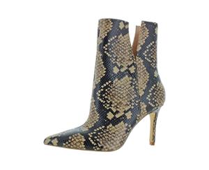 Charles David Womens Dashing Leather Snake Print Mid-Calf Boots