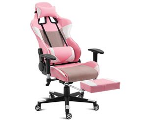 Deluxe Reclining Racing Gaming Chair Office Chair Computer Chair PU Leather Computer Seating Pink