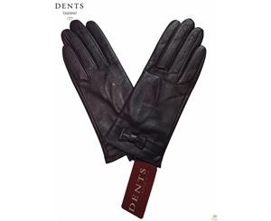 Dents Women's Leather Gloves With Bow Feature - Mulberry