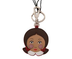Dolce & Gabbana Brown Doll Applique Clasp Keyring Leather Keychain