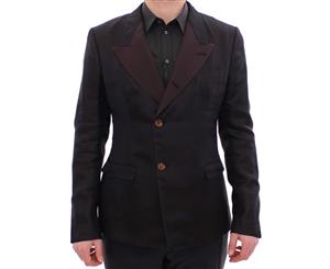 Dolce & Gabbana Brown Silk Slim Fit Blazer