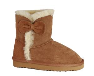 Eastern Counties Leather Childrens/Kids Coco Bow Detail Sheepskin Boots (Chestnut) - EL130