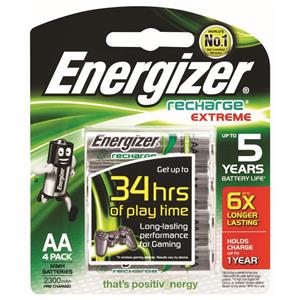 Energizer Rechargeable AA Battery 4 pack - 2300 mAh