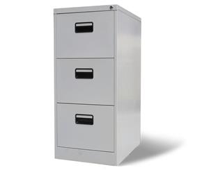 File Cabinet with 3 Drawers Steel Grey Locker Storage Office Organizer