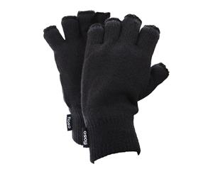 Floso Mens Thinsulate Thermal Fingerless Gloves (3M 40G) (Black) - GL355