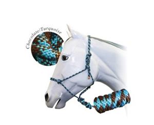 Fort Worth Rope Halter W/10' Lead Chocolate/Turquoise