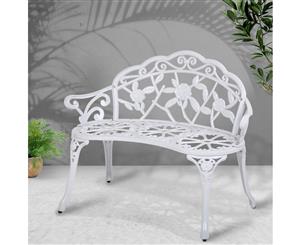 Garden Bench Seat Outdoor Chair Park Patio Furniture Relax Cast Aluminium Lounge Vintage White Gardeon
