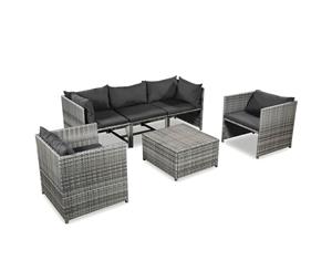 Garden Sofa Set 18 Pieces Poly Rattan Grey Chair Table with Cushion