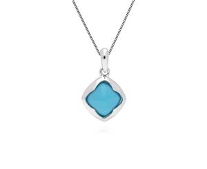 Geometric Sugarloaf Turquoise Diamond Prism Pendant in 925 Sterling Silver