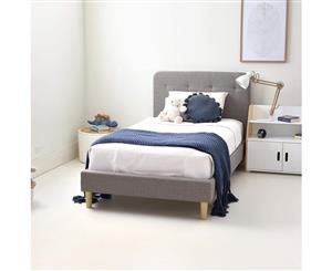 HARLOW Single Upholstered Bed - Graphite - Linen Fabric