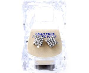 Iced Out Bling Earrings Box - 3D DICE - Silver