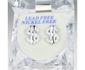 Iced Out Bling Earrings Box - DOLLAR SIGN silver - Silver